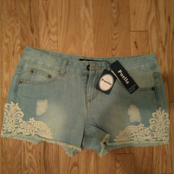 Nwt puella laced jean shorts - Picture 1 of 1
